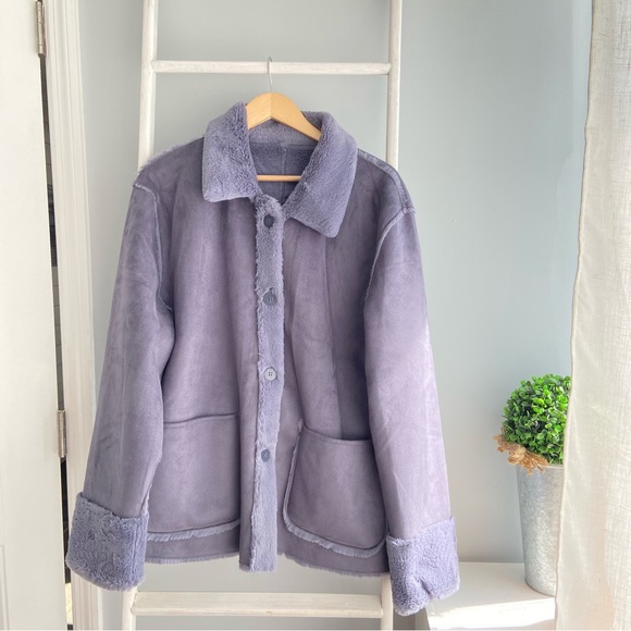 Brandon Thomas Jackets & Blazers - Brandon Thomas Lavender Faux Shearling Coat